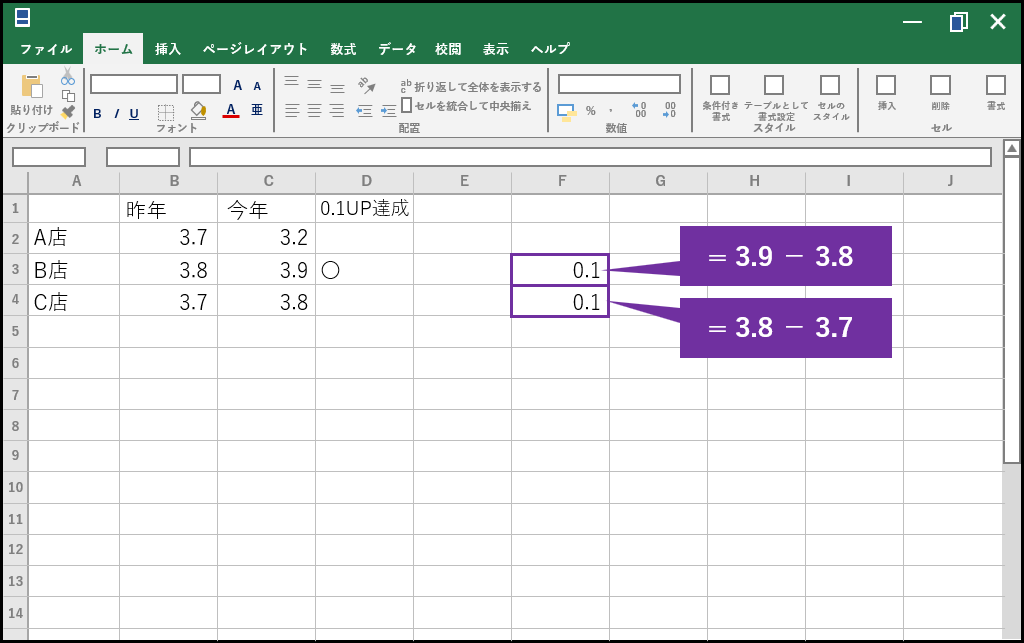 計算結果はどちらも0.1