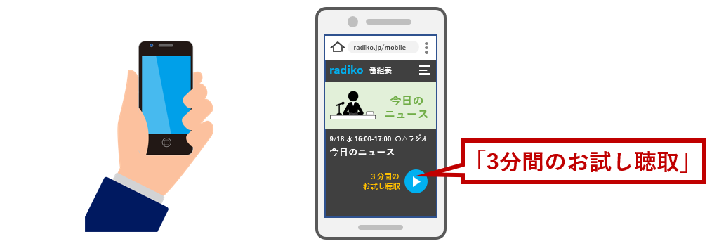 「3分間お試し聴取」