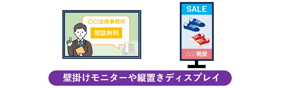 壁掛けモニターや縦置きディスプレイ