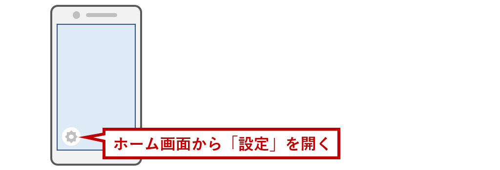 ホーム画面から「設定」を開く