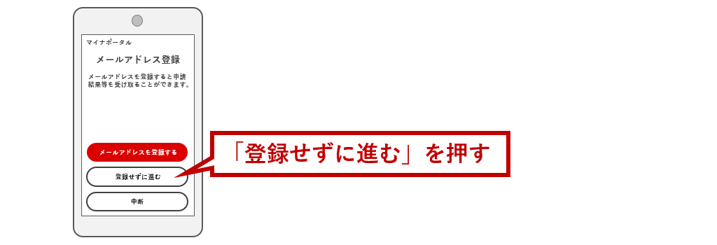 「登録せずに進む」を押す
